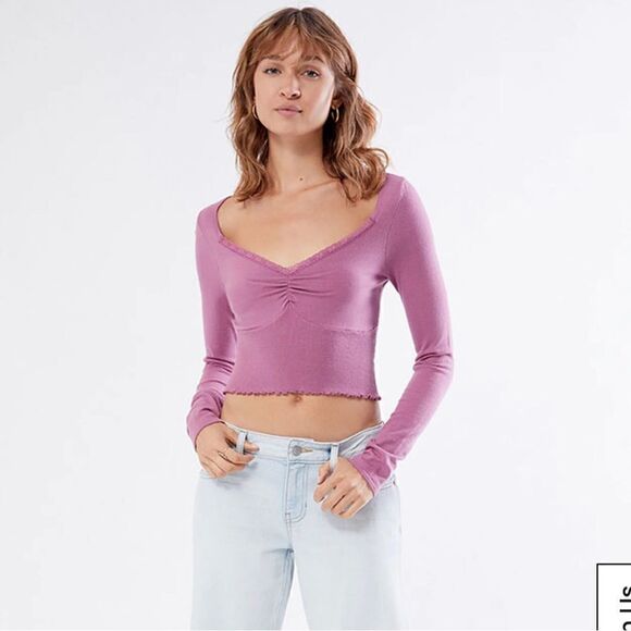 NWT LA hearts Lacey day sweater top in mauve - Picture 1 of 4